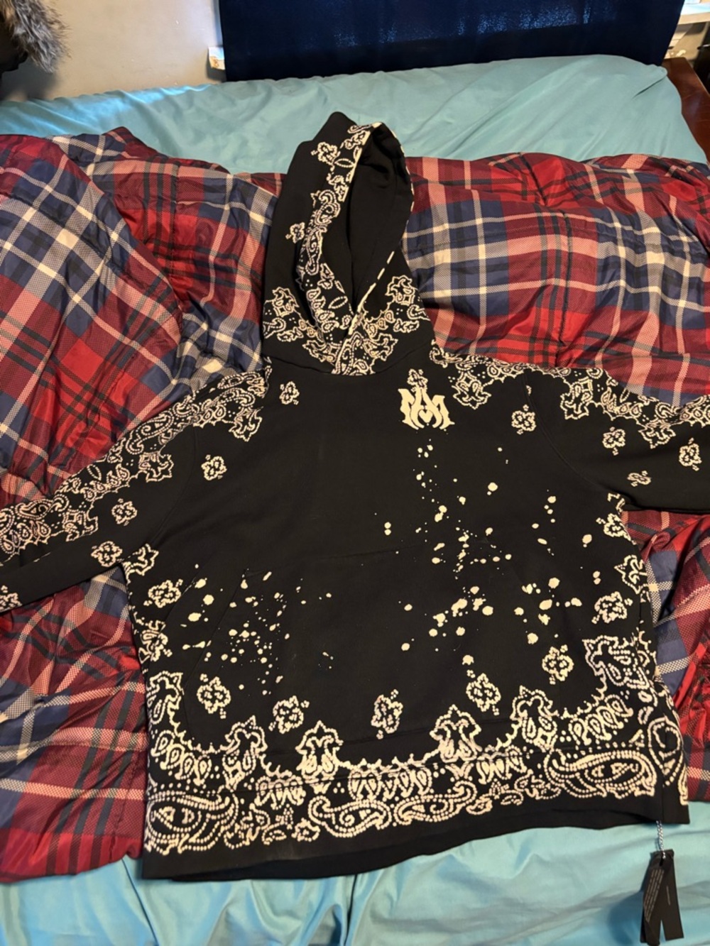 AMIRI BANDANA BLEACH ALL OVER HOODIE(WILLING TO NEGOTIATE)